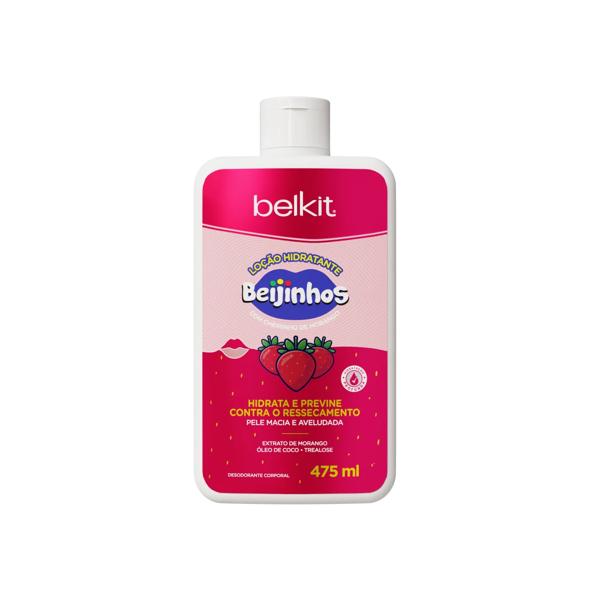 Loção Hidratante Beijinhos Morango 475 ml Belkit