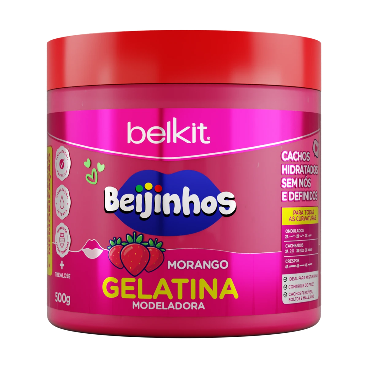 Gelatina Capilar Antifrizz Beijinhos Morango 500 g Belkit