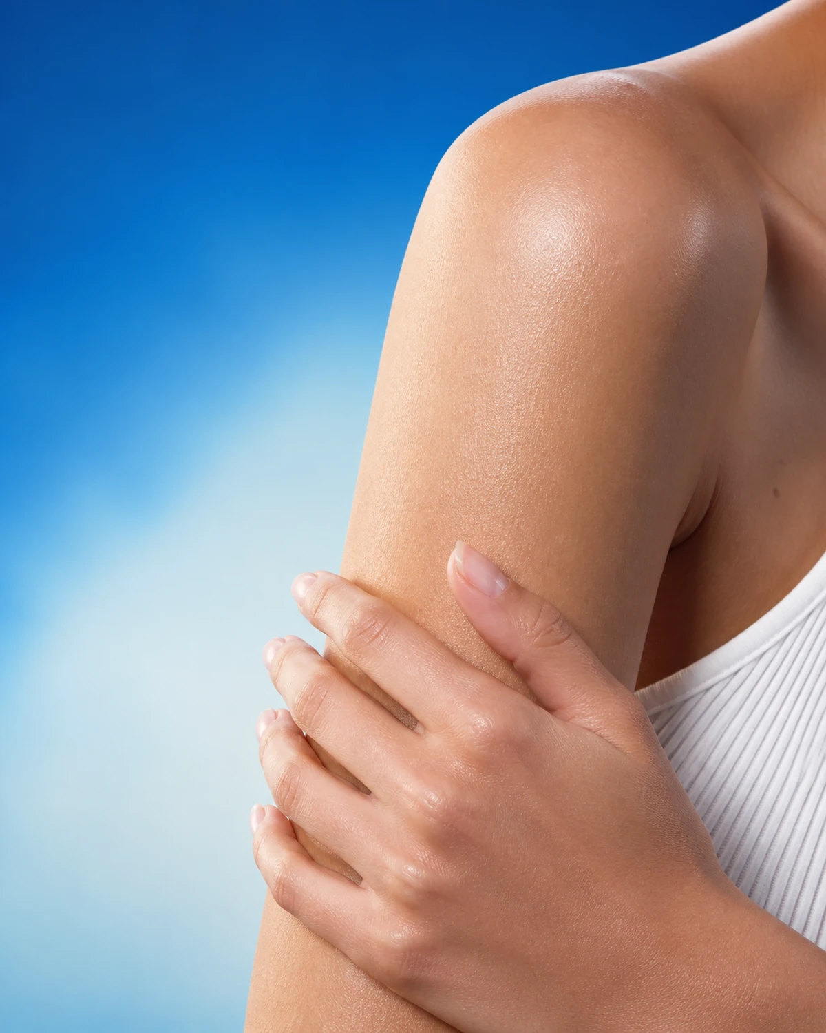 Pele hidratada em detalhe sob luz azul Dermavie