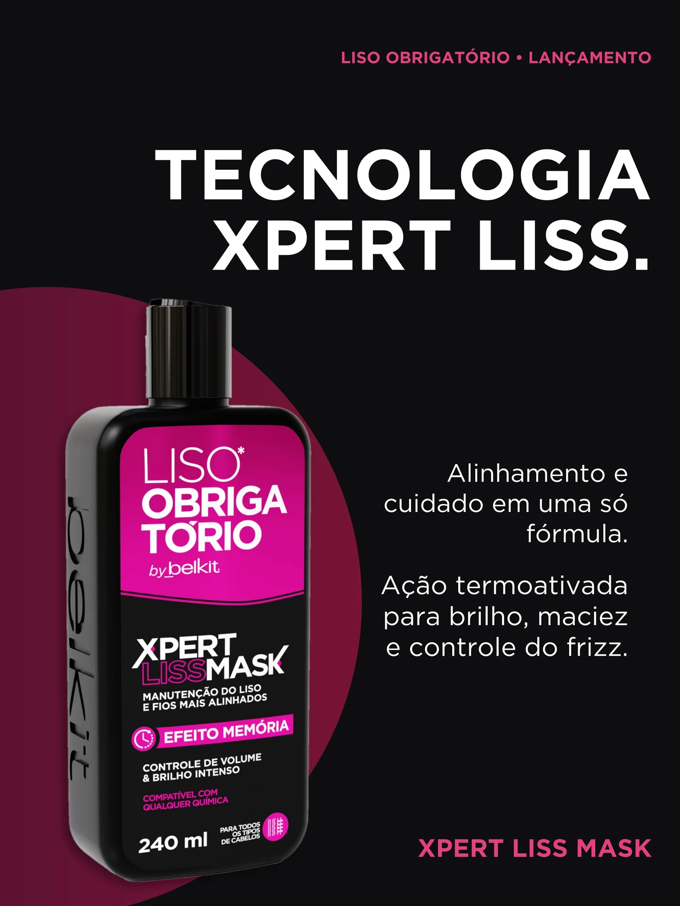 Arte oficial Xpert Liss Mask: alinhamento e cuidado, com ação termoativada